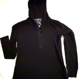 Polo by Ralph Lauren Black Hoodie with Buttons